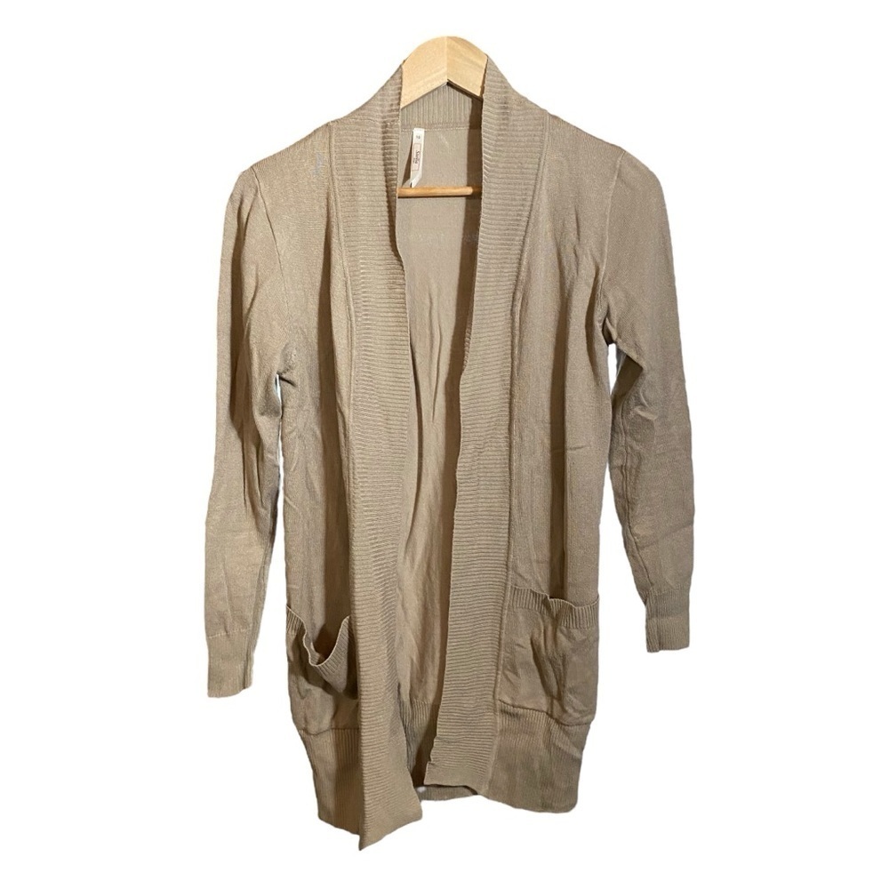 Stella Women's Open Cardigan Front Pockets Beige/Cream/Tan Size 10